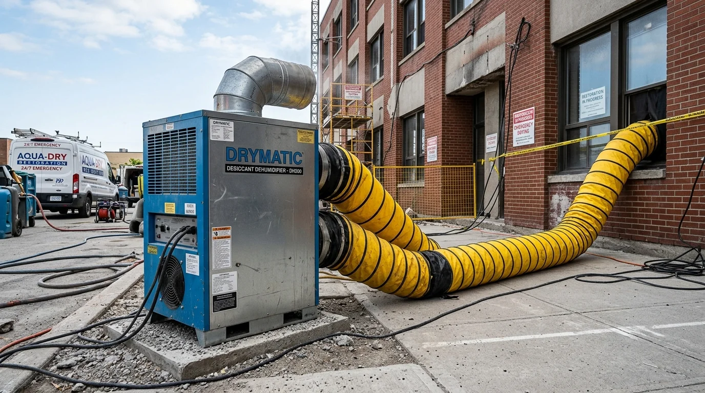 Commercial dehumidification trailer on standby