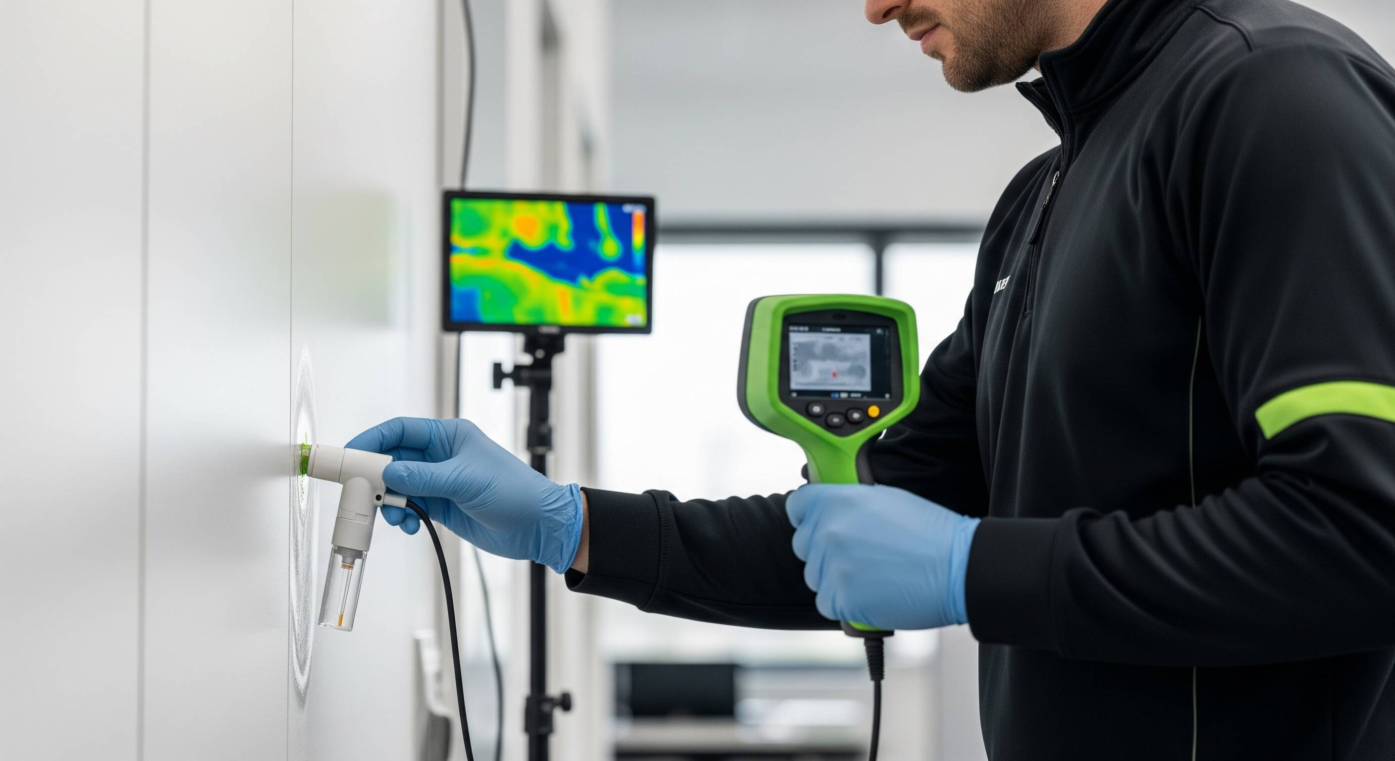 Licensed Mold Assessment Technician conducting structural diagnostic inspection