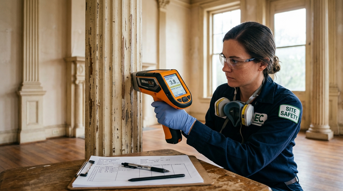 Portable XRF Spectrum Analyzer Testing Wall Surface